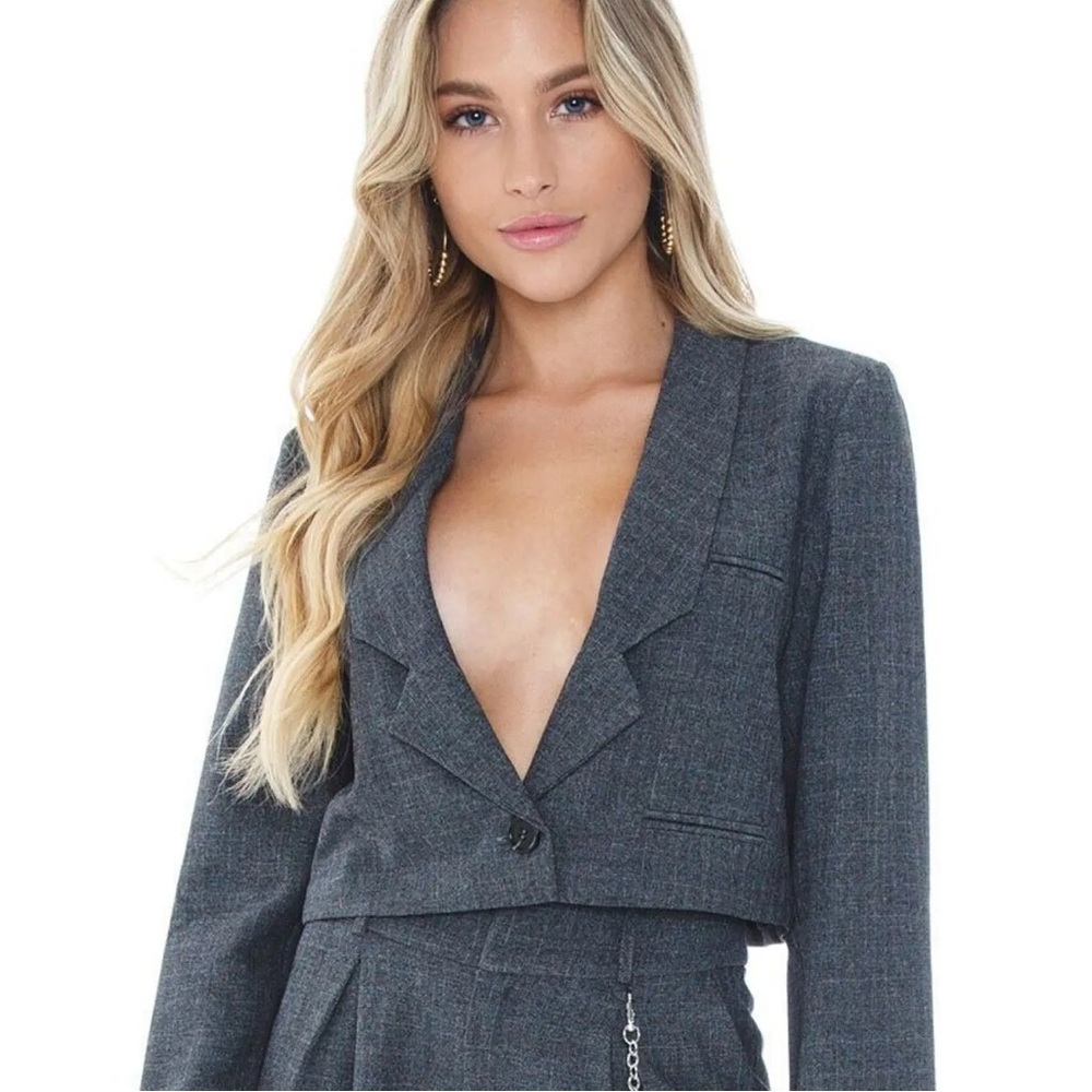 For Love & Lemons - Cropped Blazer // Turner Coat - Tailored Charcoal Suit Coat